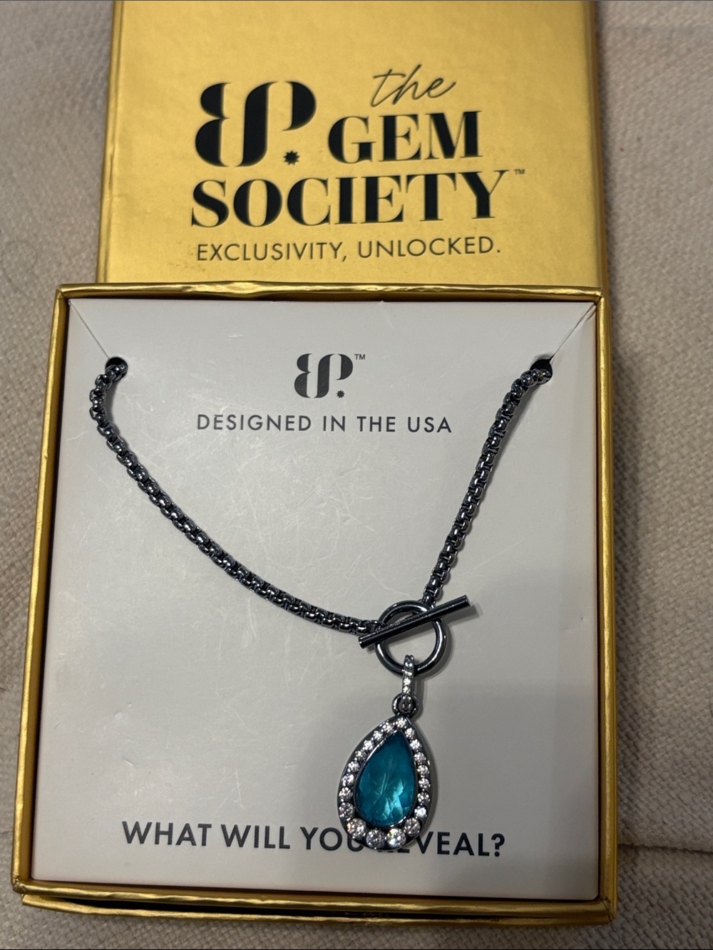 The Gem Society Teardrop Blue Pendant Necklace